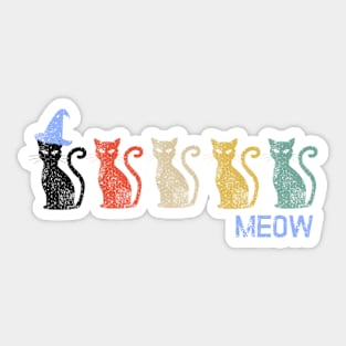 Cute Vintage Retro Black Cat Halloween Gifts Sticker Mug Shirt Sticker